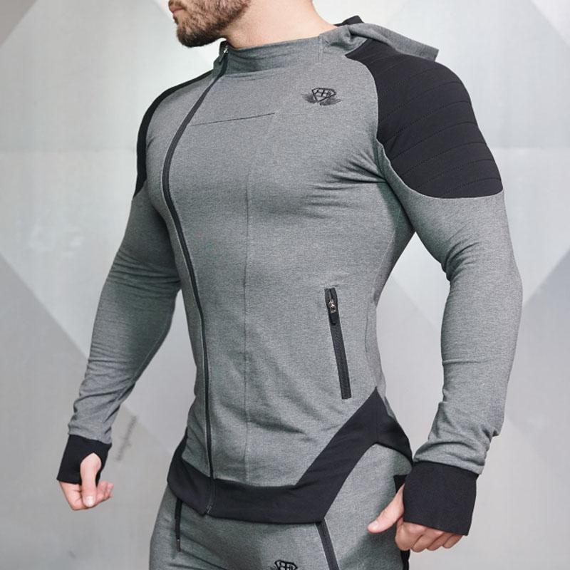 2017 Body Engineers Shark High Quality Men Zipper Hoodies Long Sleeve Bodybulding Thin Hoodies Sweatshirts Gyms Jackets