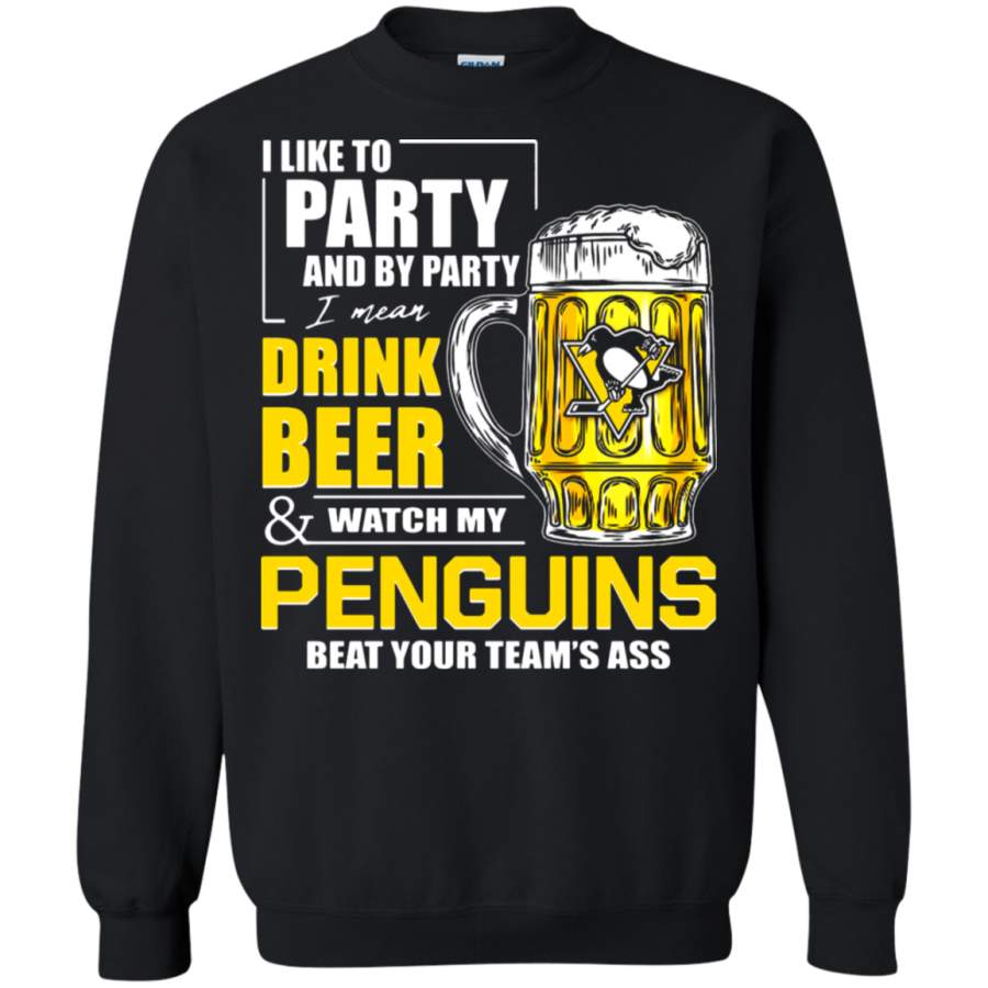 AGR I Like To Drink Beer & Watch My Pittsburgh Penguins Ice Hockey Sweatshirt