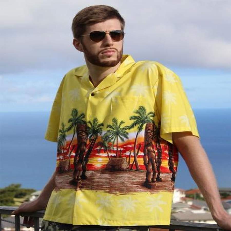 Tall Tikis Yellow Hawaiian Shirt