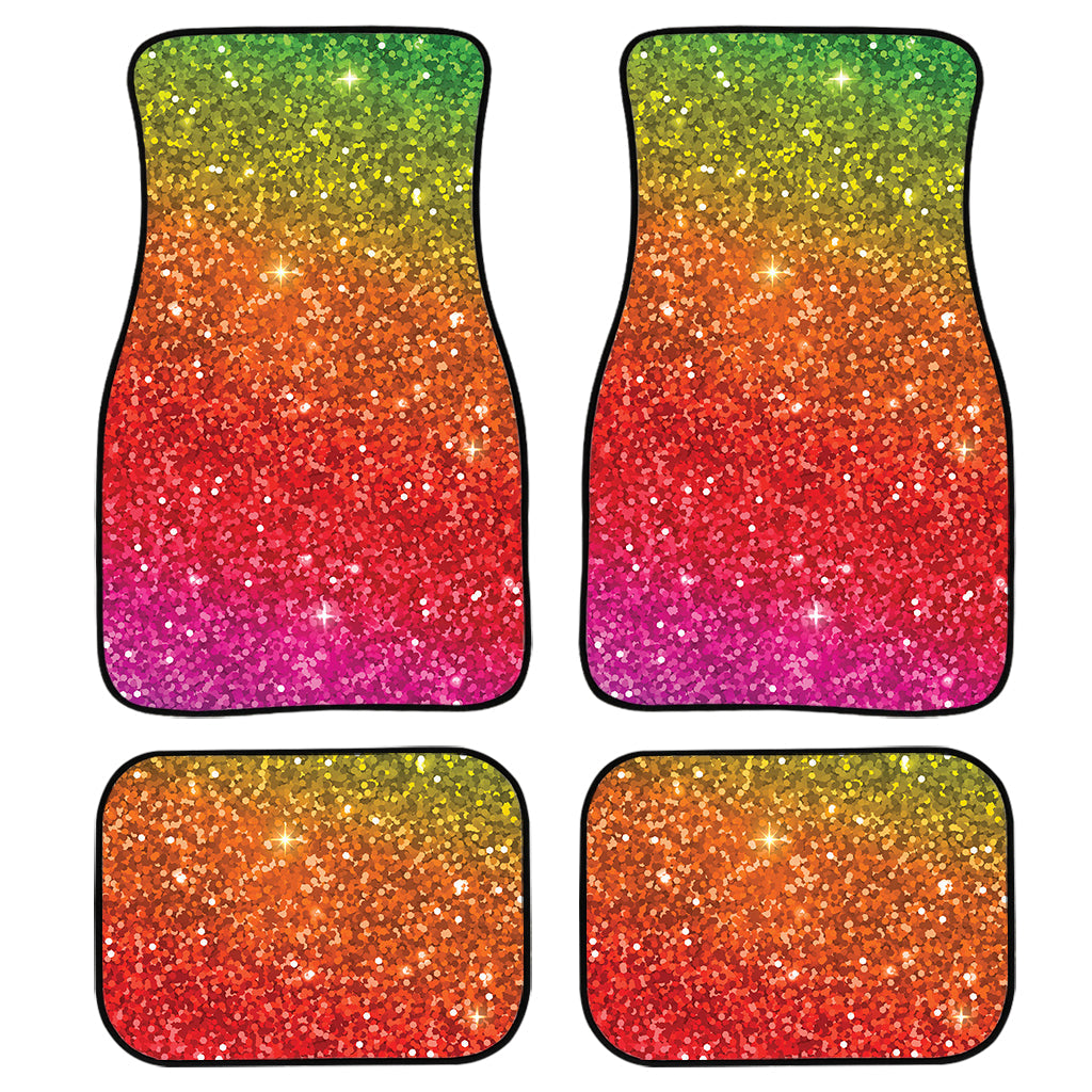 Rainbow Glitter Texture Print Front And Back Car Floor Mats, Front Car Mat