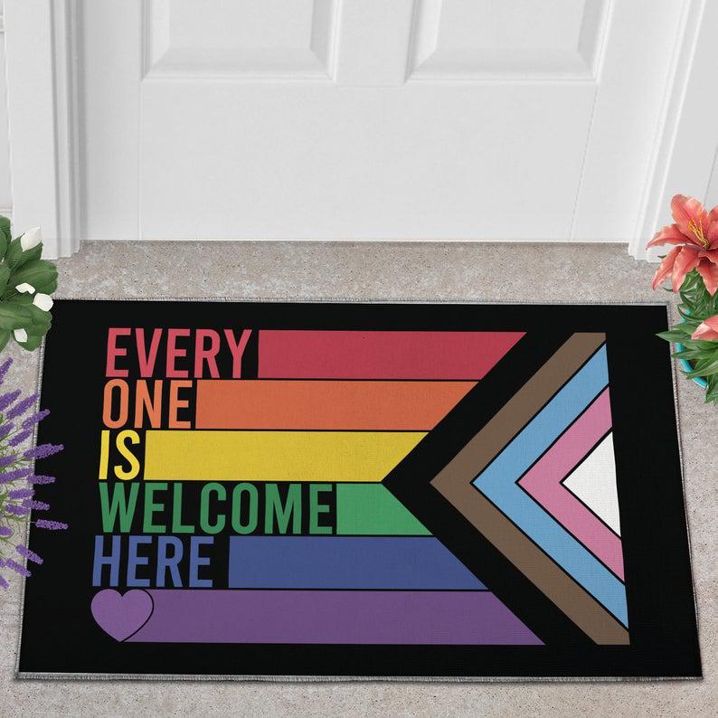 Everyone Is Welcome Here Doormat, Lgbtq Pride Doormat Rainbow Gifts, Pride Gift, Lgbtq Gifts, New Home Gift, Equality Rug, Equality Doormat