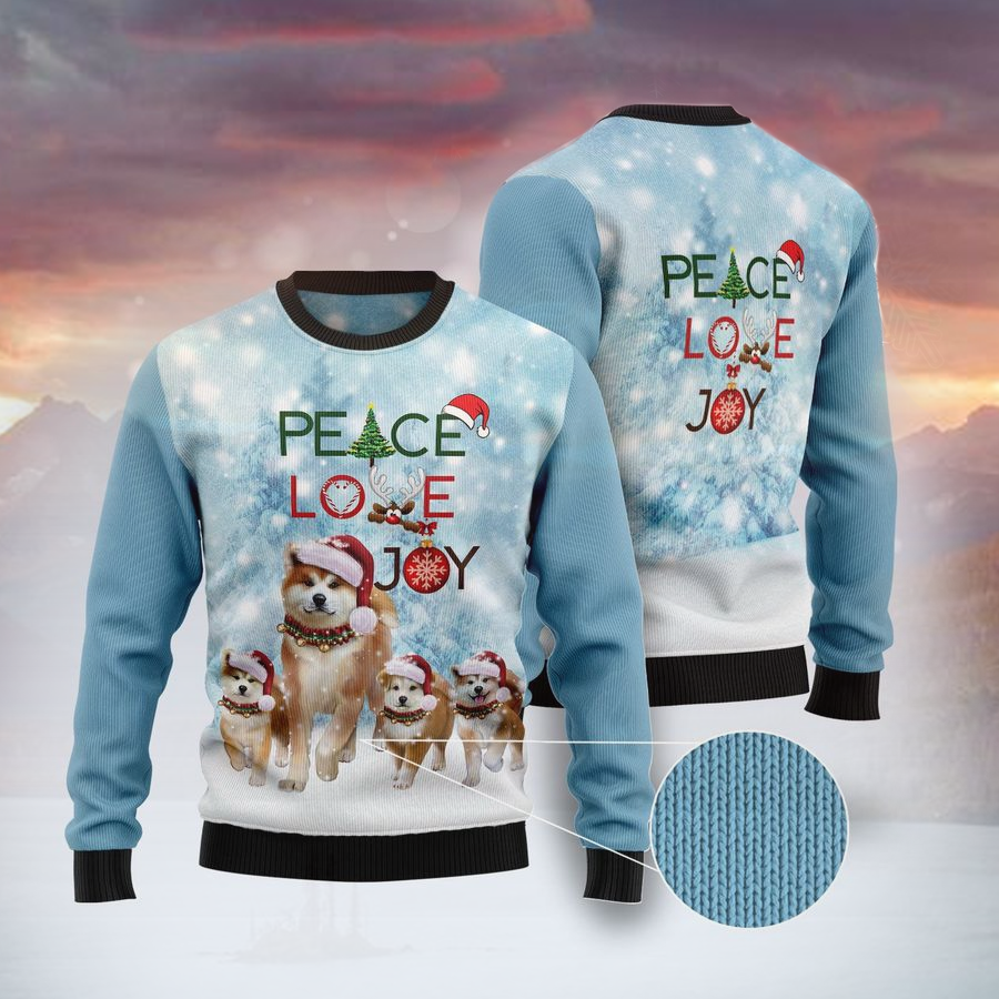 Akita Peace Love Joy Ugly Christmas Sweater | Unisex | Adult | Us1767