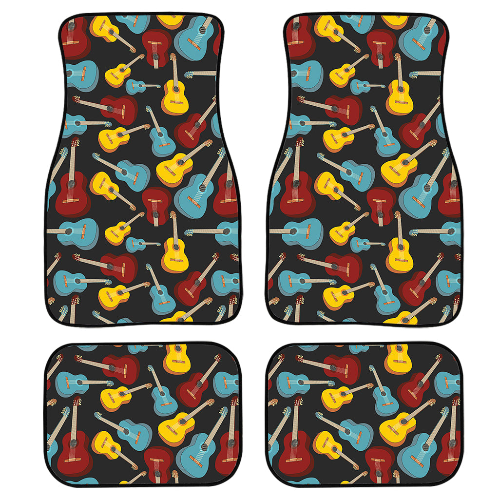 Colorful Guitar Pattern Print Front And Back Car Floor Mats, Front Car Mat