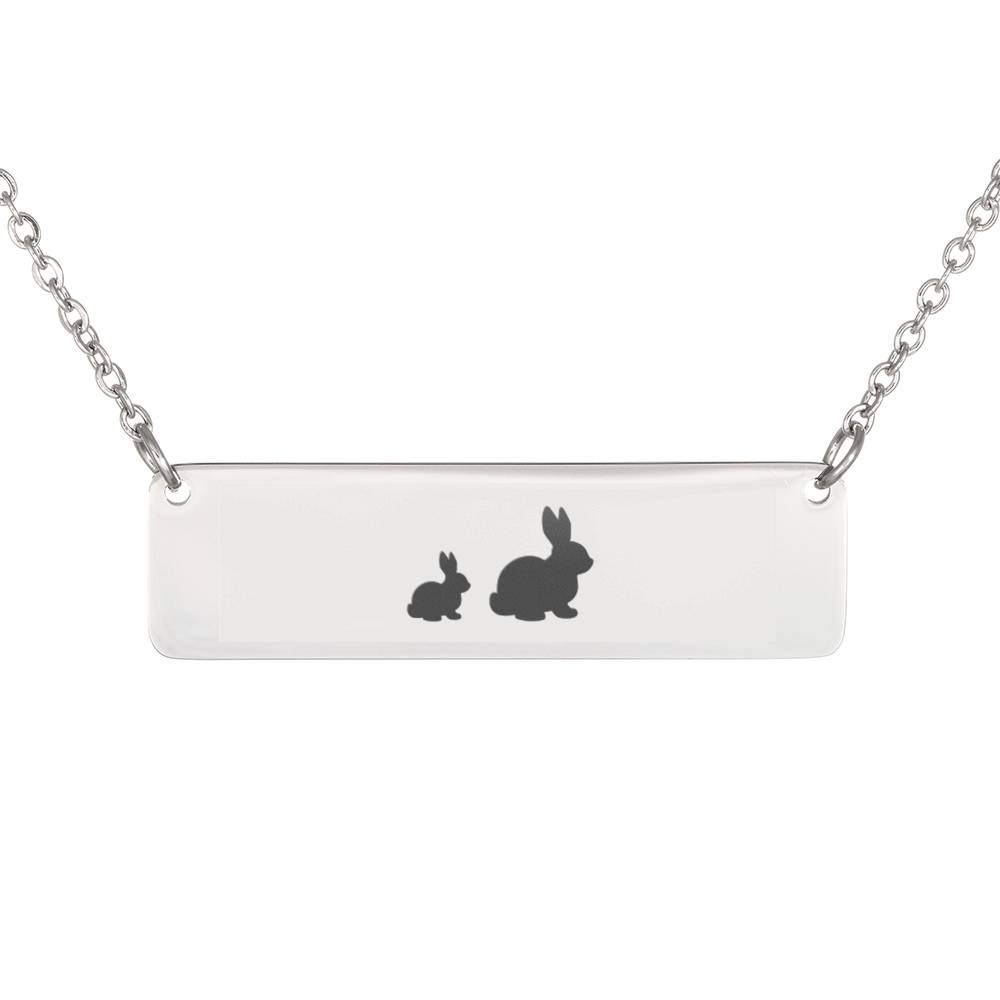 Bunny + 1 Kid Mother’S Day Gift Horizontal Bar Necklace With Personalized Engraving