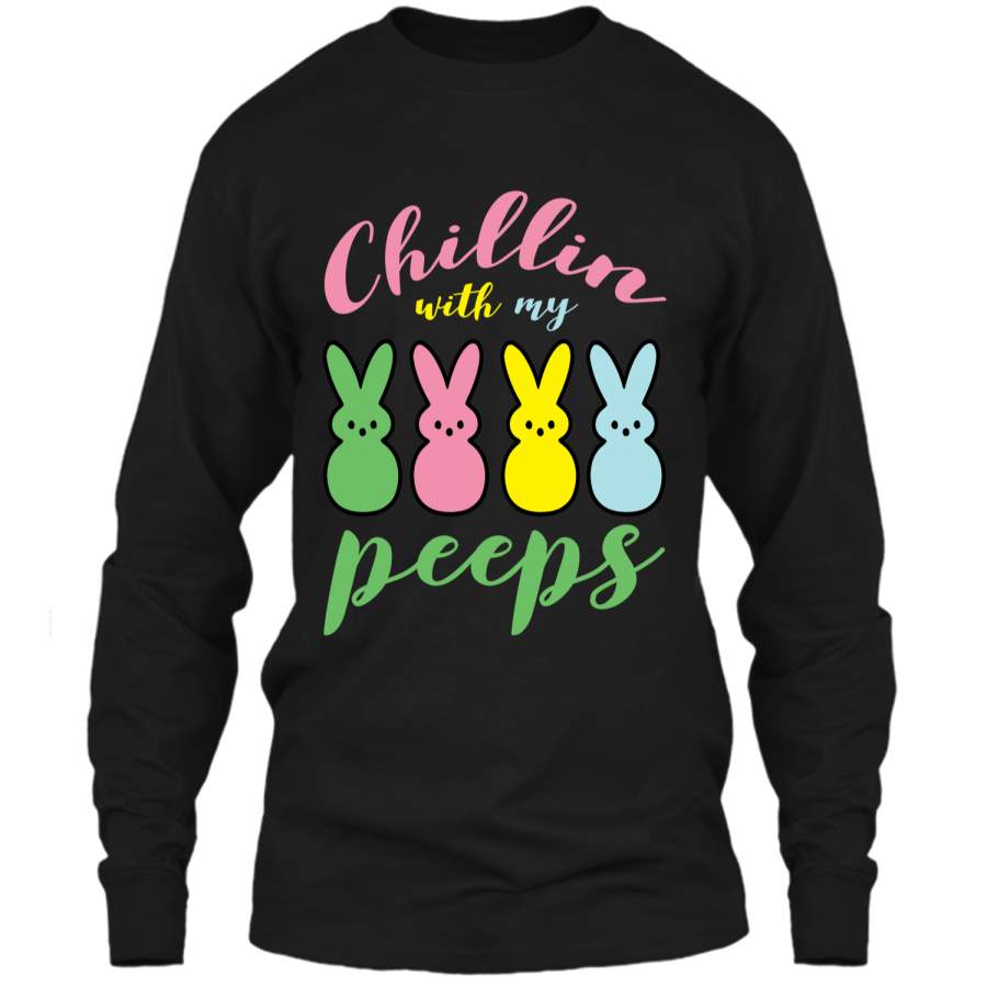 Chillin With My Peeps Easter Bunny Funny T-Shirt for Kids1 LS Ultra Cotton Tshirt