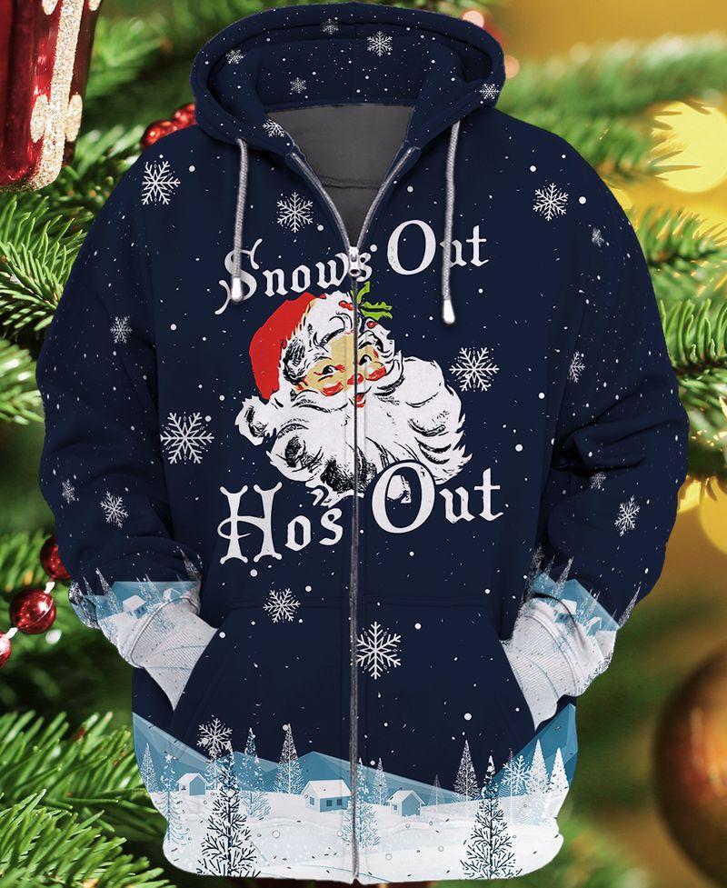 Christmas Snow’S Out Ho’S Out 3D Zipper Hoodie