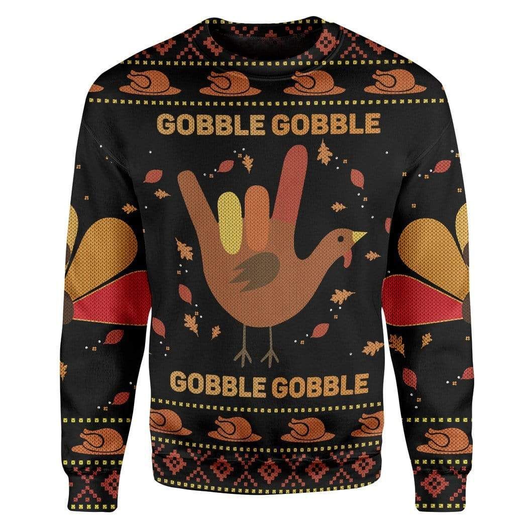 Gearhumans Custom Ugly Gobble Christmas Sweater Jumper