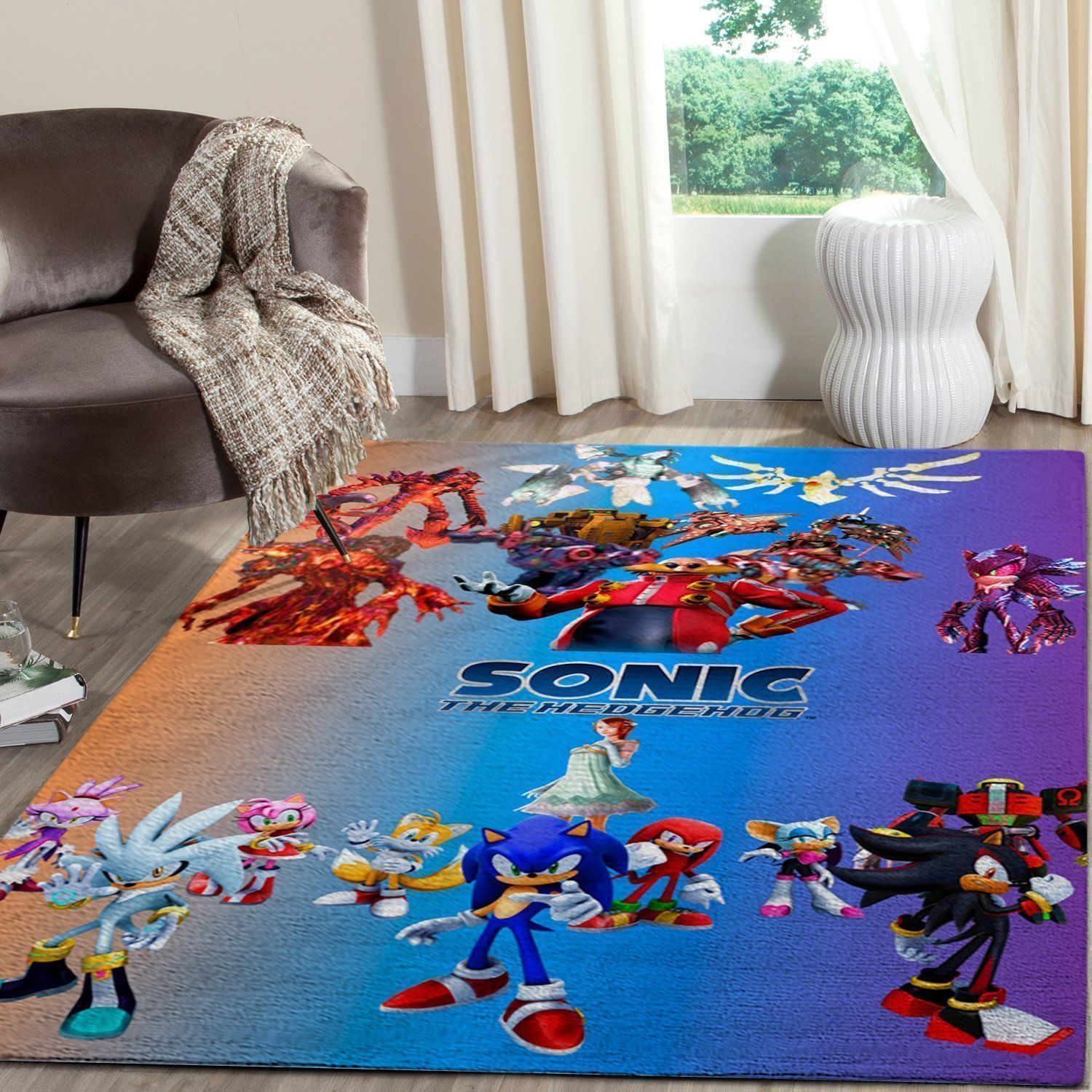 Sonic The Hedgehog Area Rug / Gaming Carpet, Gamer Living Room Rugs, Floor Decor 10119