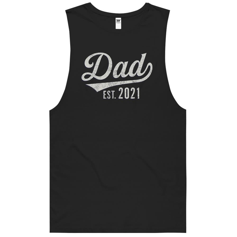 Vintage Mens Tee For Dad Est. 2021 Retro Sporty With Baseball Logo Style Father’s Day Daddy Choice Tank Top