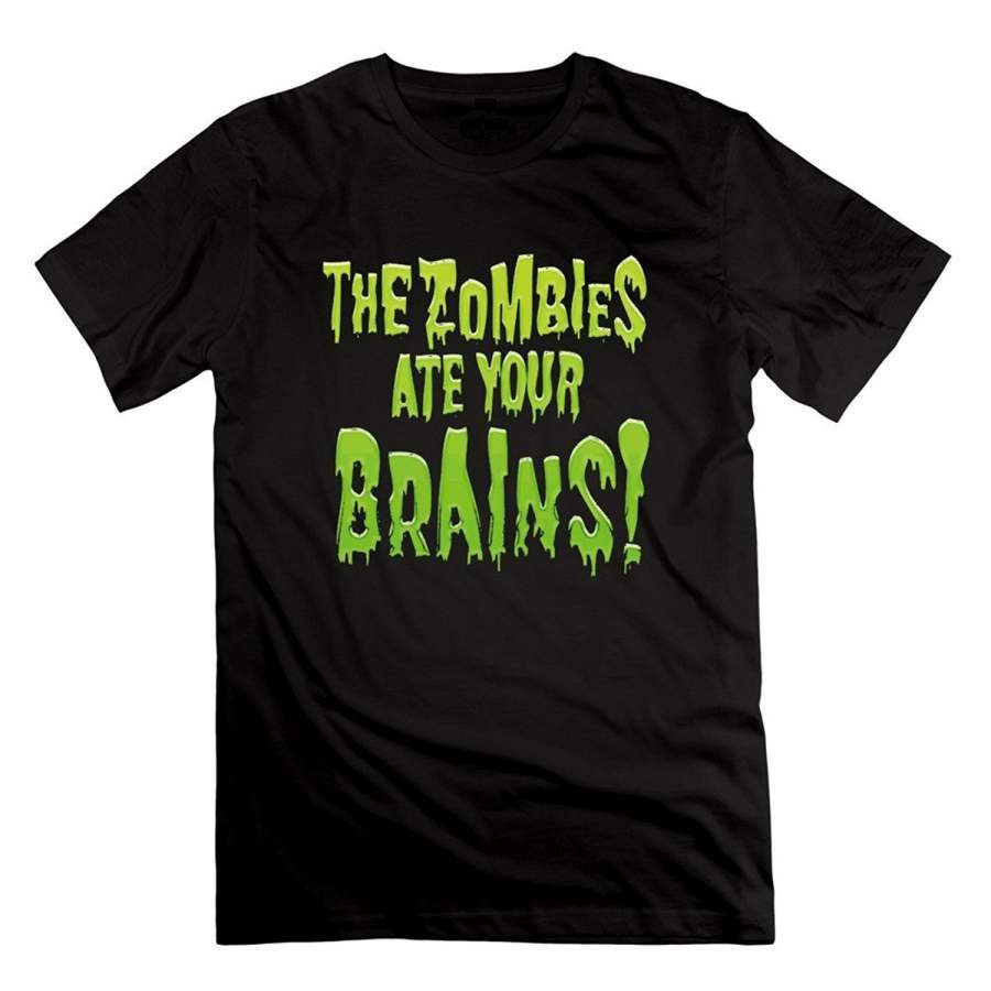 Men’S Plants Vs Zombies Brains Cool Poster Crew Neck Funy T-Shirt