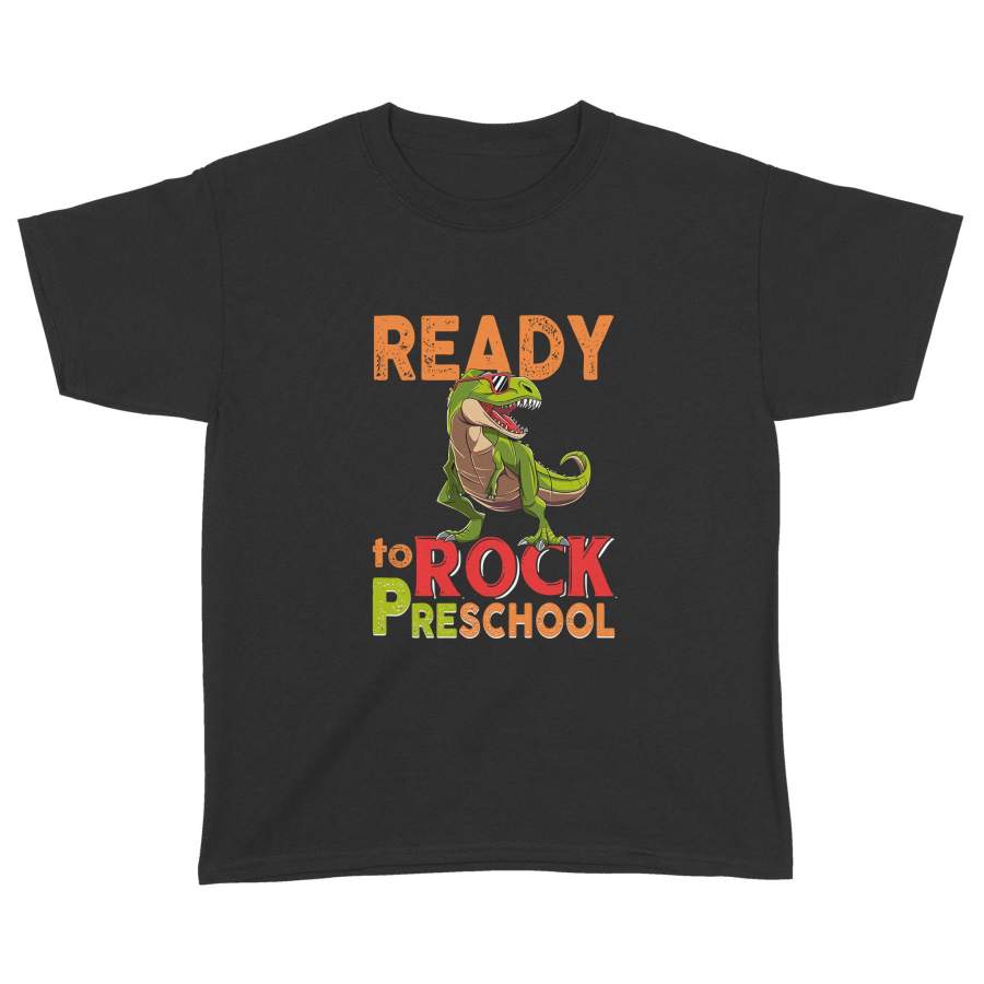 T-rex Ready To Rock Preschool Youth Shirt – Back To School Gift For Kid – Standard Youth T-shirt