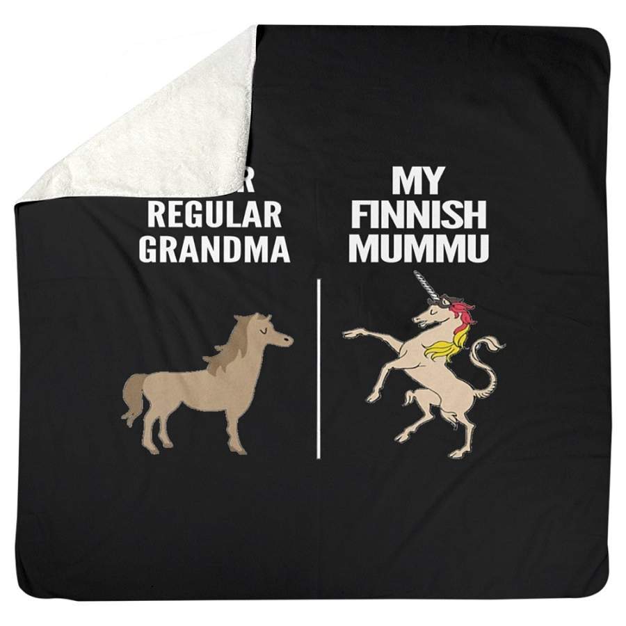 Vintage Funny Your Regular Grandma My Finnish Mummu  Gift For Family Sherpa Blanket