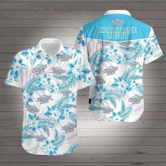 Keystone Light Beer Hawaii Tropical Hawaii Graphic Print Short Sleeve Hawaii Casual Shirt Ha96905