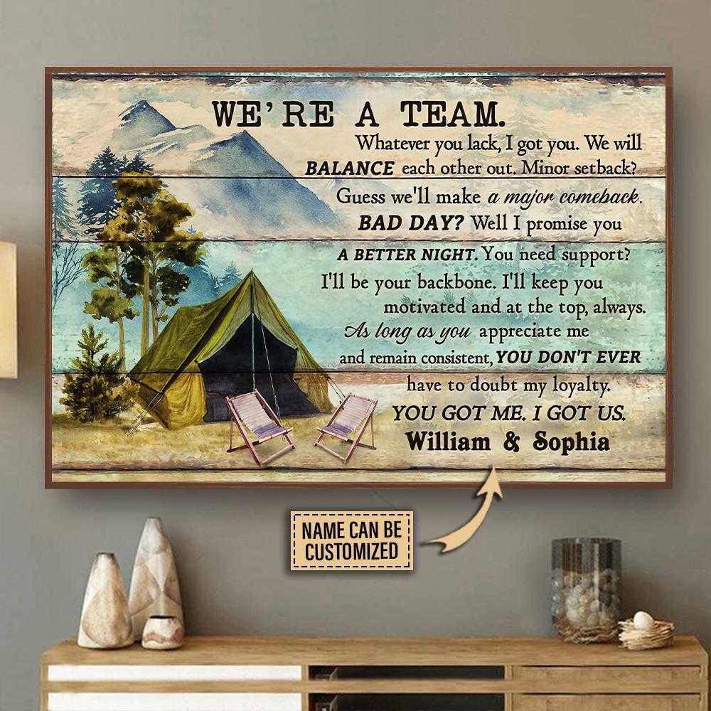 Aeticon Gifts Personalized Mountain Tent Camping Couple We Are A Team Canvas Mom Dad Gift Home Decor