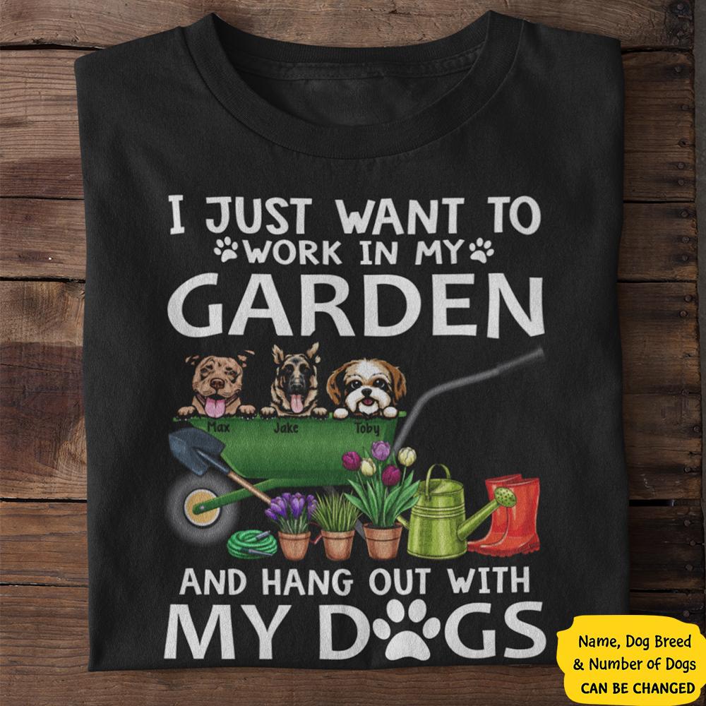 Customized Rabbits Shirt I Just Want To Work In My Garden And Hang Out With My Dogs