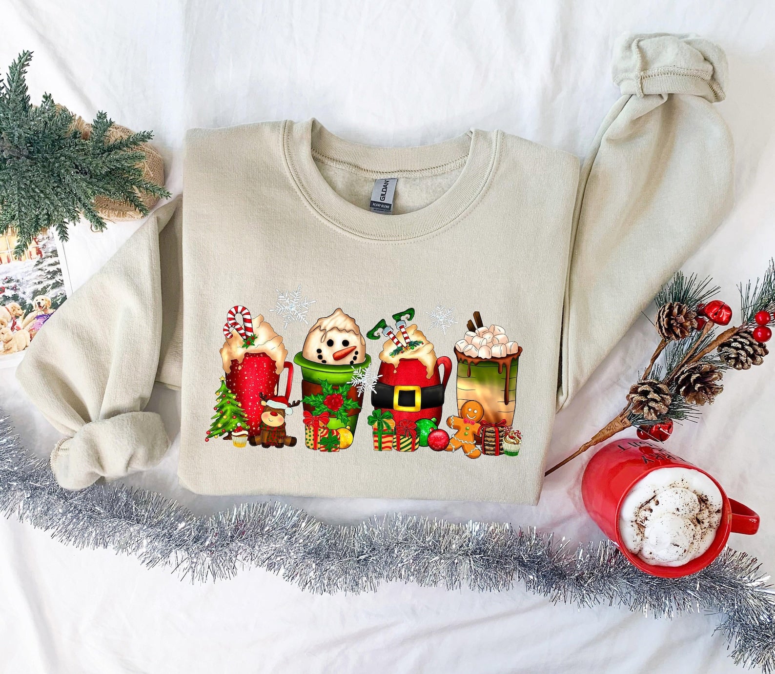 Christmas Coffee Sweatshirt 2D Crewneck Sweatshirt All Over Print Sweatshirt For Women Sweatshirt For Men Sws5055