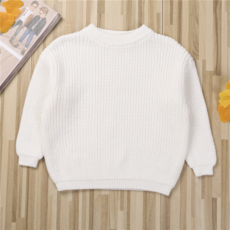 Baby Solid Color Casual Basic Sweater Crewneck Winter Thick Kids Slouchy Soft Wool Clothing for Boys Girls 1-5T alx