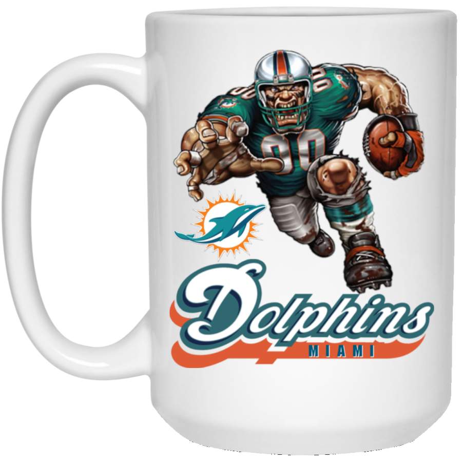 Miami Dolphins Logo Player Mascot 21504 15 oz. White Mug