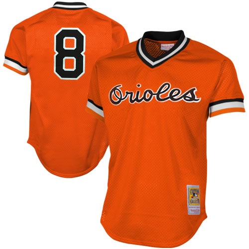 Men’s Baltimore Orioles Cal Ripken Jr Mitchell & Ness Orange 1988 Authentic Cooperstown Collection Mesh Batting Practice Jersey