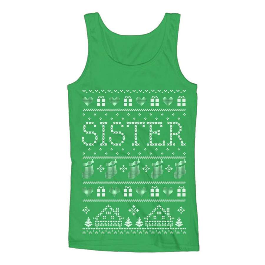 Sister Ugly Christmas Sweater Women Tank Top