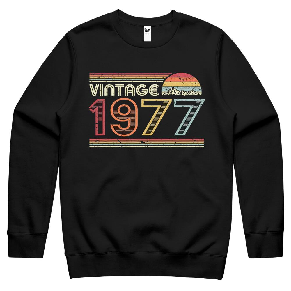 1977 Vintage Shirt, Birthday Gift Tee. Retro Style Crewneck Sweatshirt