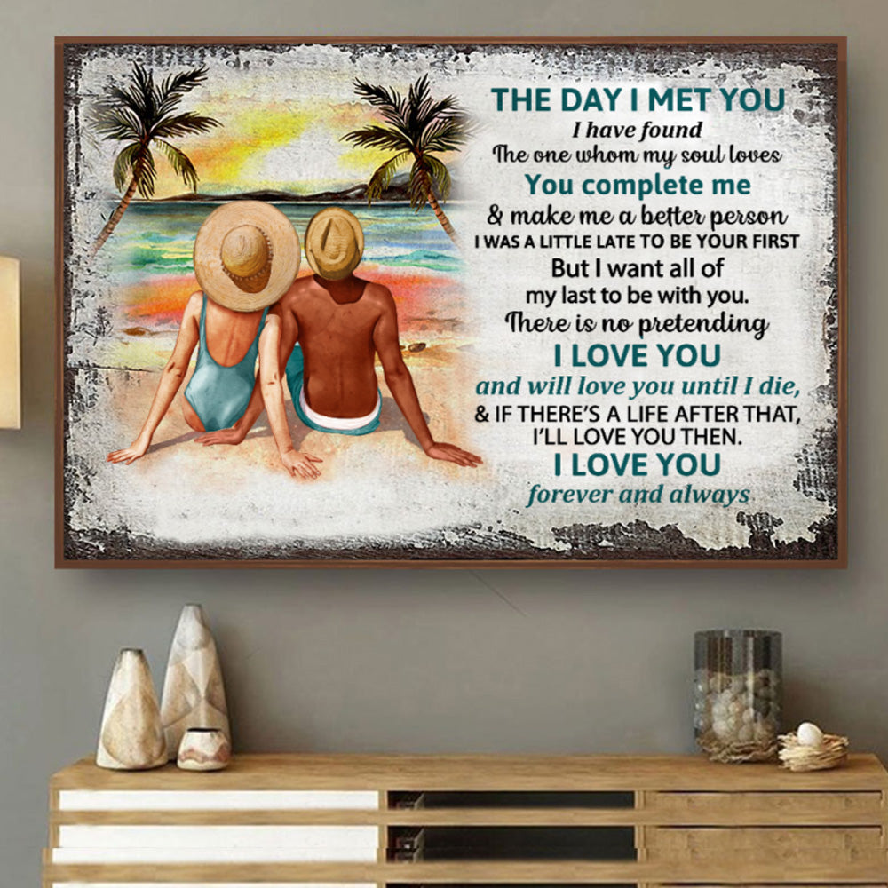 Beach Couple I Love You Forever And Always Landscape Poster & Canvas Home Decor Wall Art Visual Art