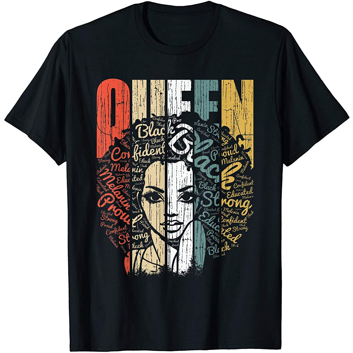 Strong Black Queen T Shirt African American Tee Natural Afro T-Shirt