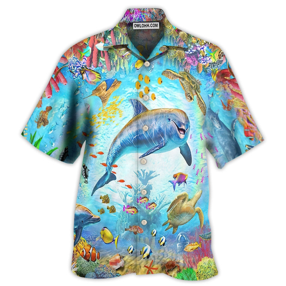 Dolphin Life In The Beautiful Ocean – Hawaiian Shirt  – Owl Ohh