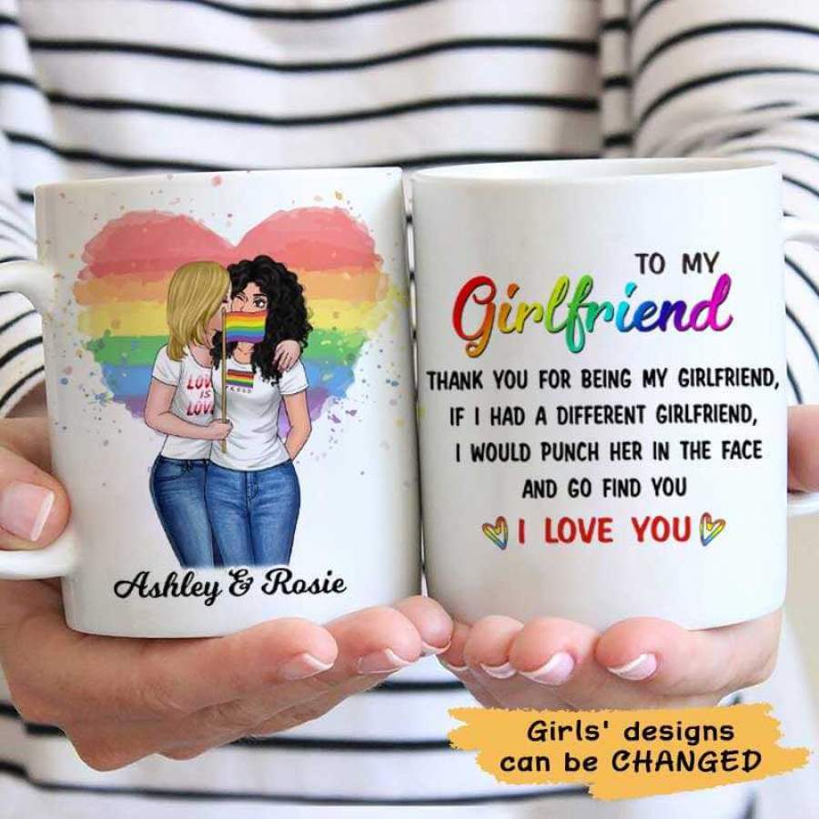 To My Girlfriend Two Women LGBT Couple Personalized AOP Coffee Mug