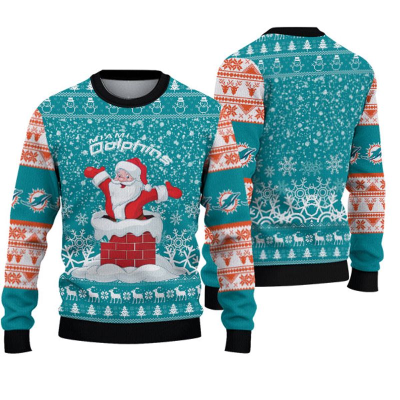 Vintage Miami Dolphins Sweatshirt Cute Santa Claus