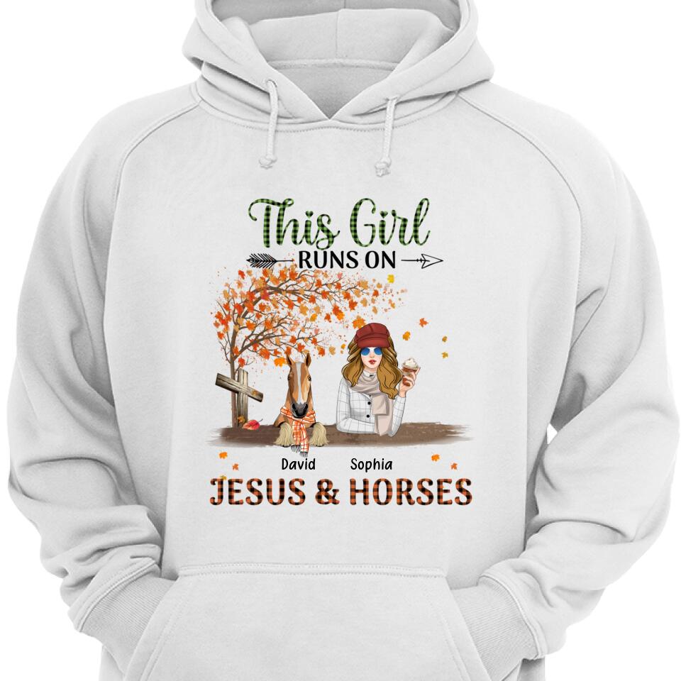 This Girl Runs On Jesus And Horses Autumn Customized Hoodie – Trending Personalized