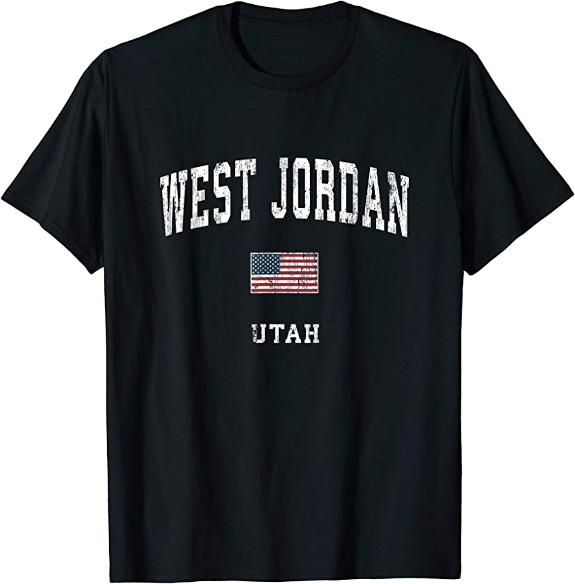 West Jordan Utah UT Vintage American Flag Sports Design T-Shirt