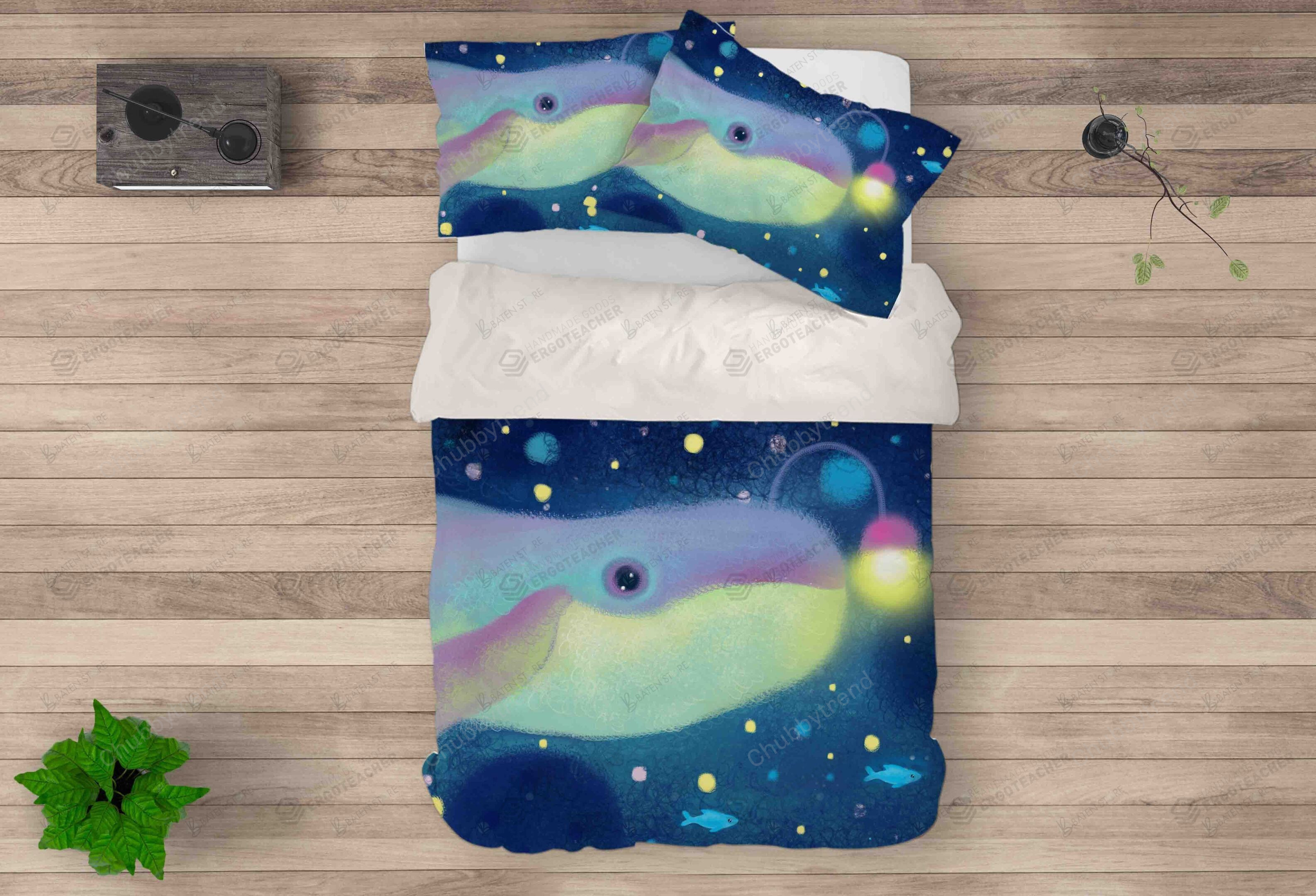 3D Whale At Night Bed Sheets Duvet Cover Bedding Set Great Gifts For Birthday Christmas Thanksgiving