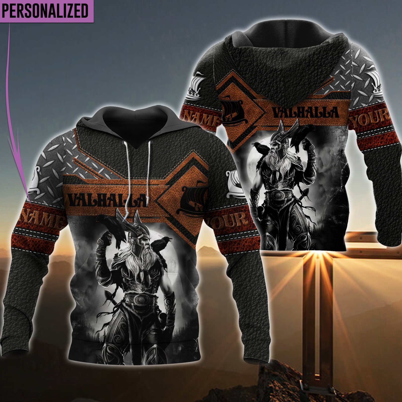 Viking Warrior And Odin Valhalla Limited Custom – Hoodie – Owls Matrix