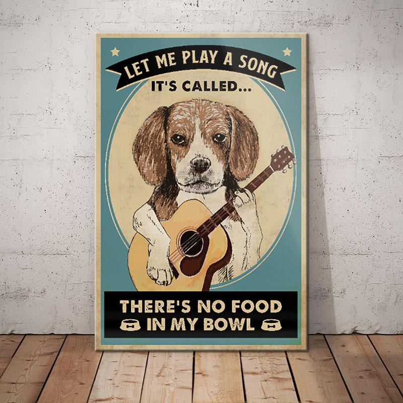 Beagle Dog Canvas And Poster Guitar, Let Me Play a Song | Art Print | Home Decor | Room Decor | Wall Art