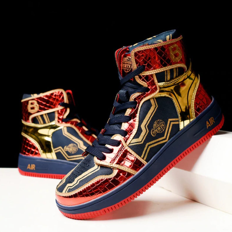 Anime Style Red Lace Up Sneakers Superman