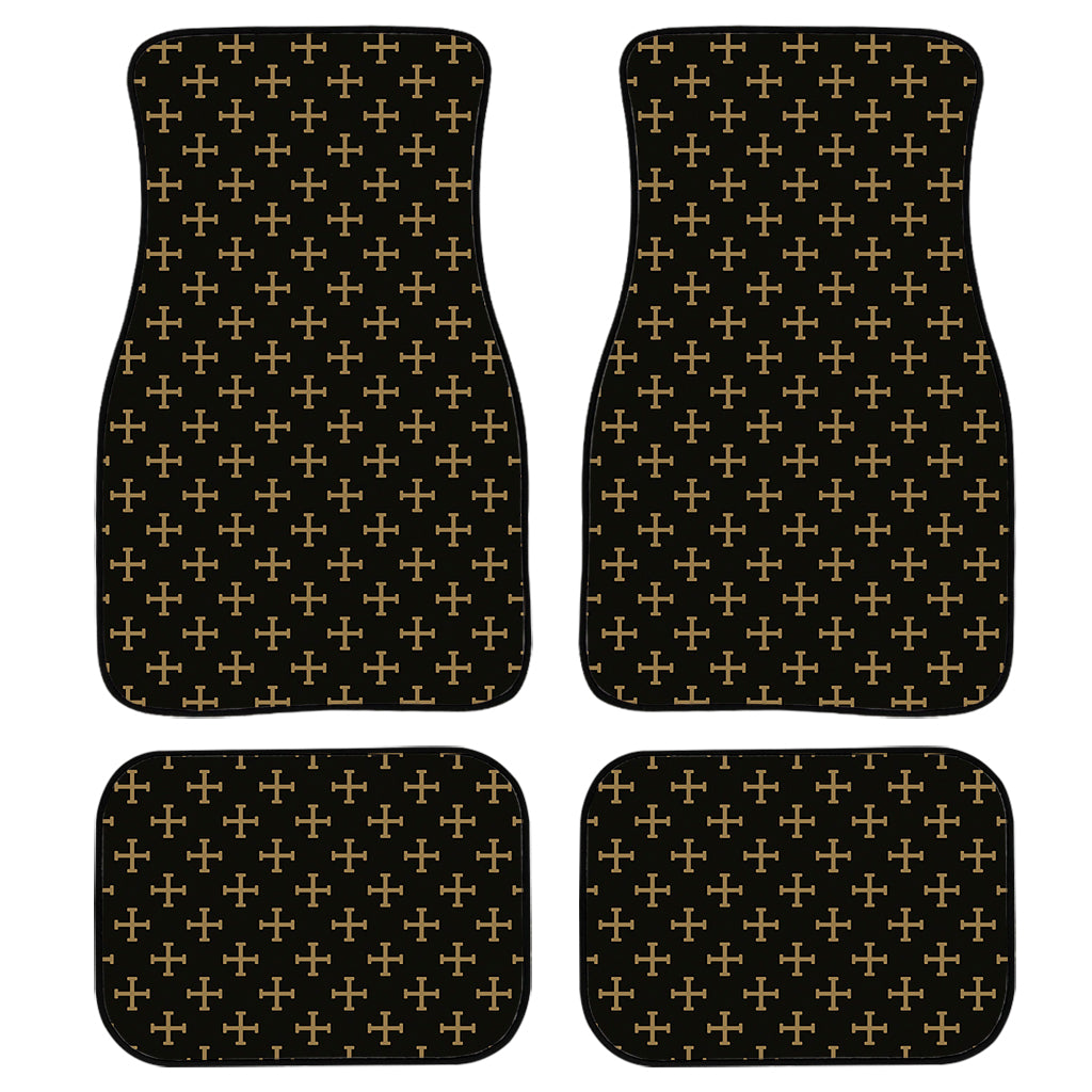 Cross Orthodox Pattern Print Front And Back Car Floor Mats, Front Car Mat