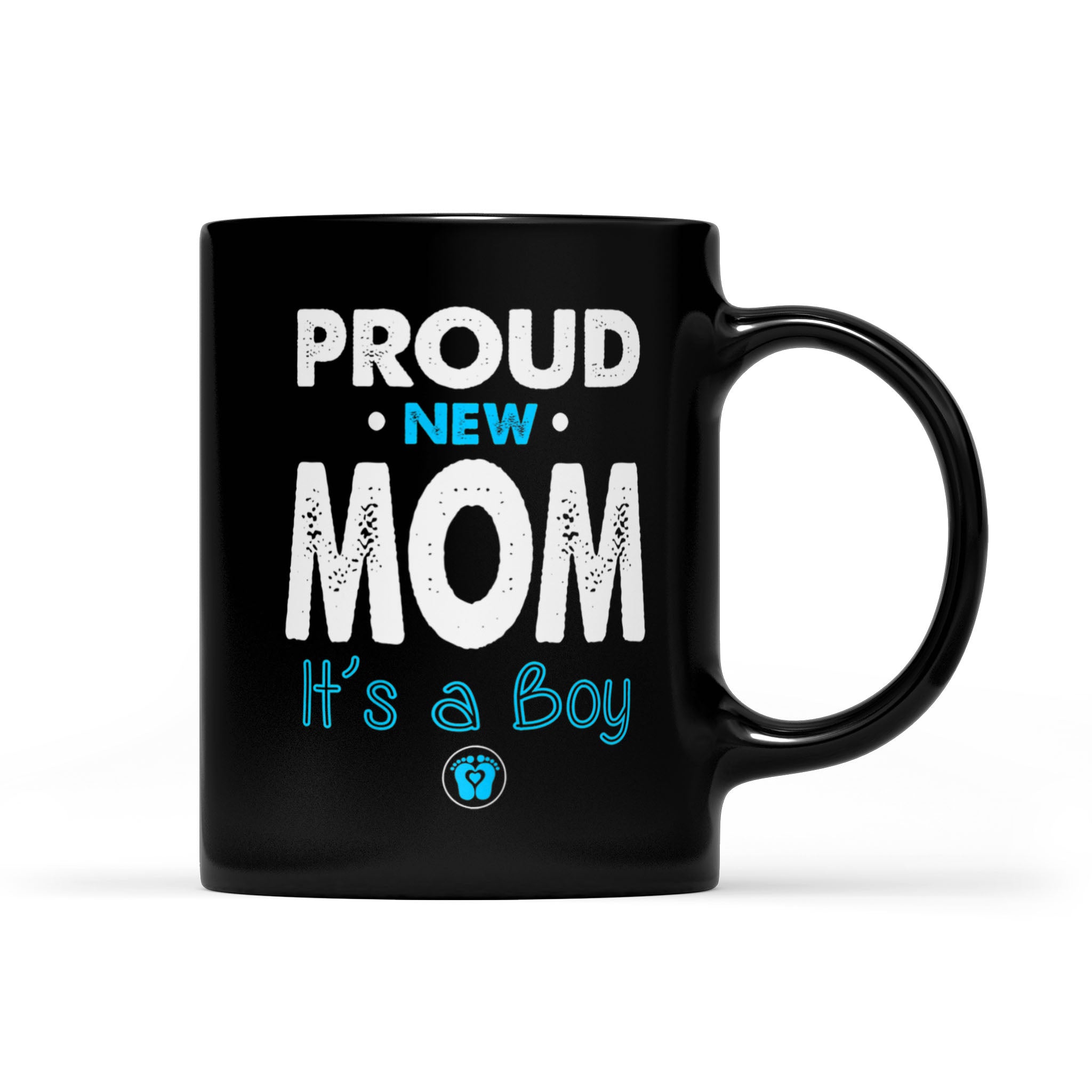 Womens Proud New Mom Its A Boy Baby Vintage Gift For Mothers Day – Black Mug