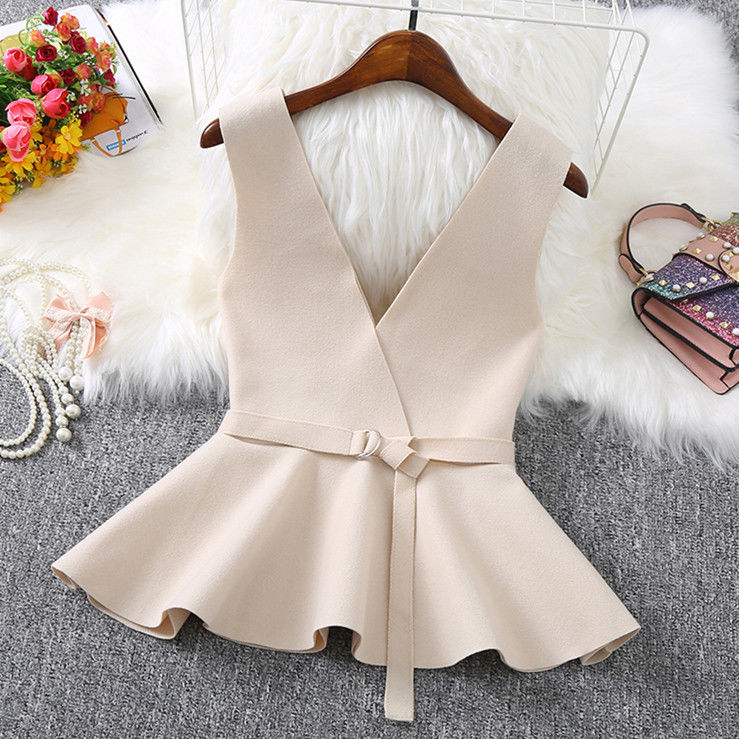 Women’s Vest Short Sleeveless Jacket Spring and Autumn Korean Fashion Lace Ruffles Outerwear Women’s Wool Vest Designer Slim Fit alx