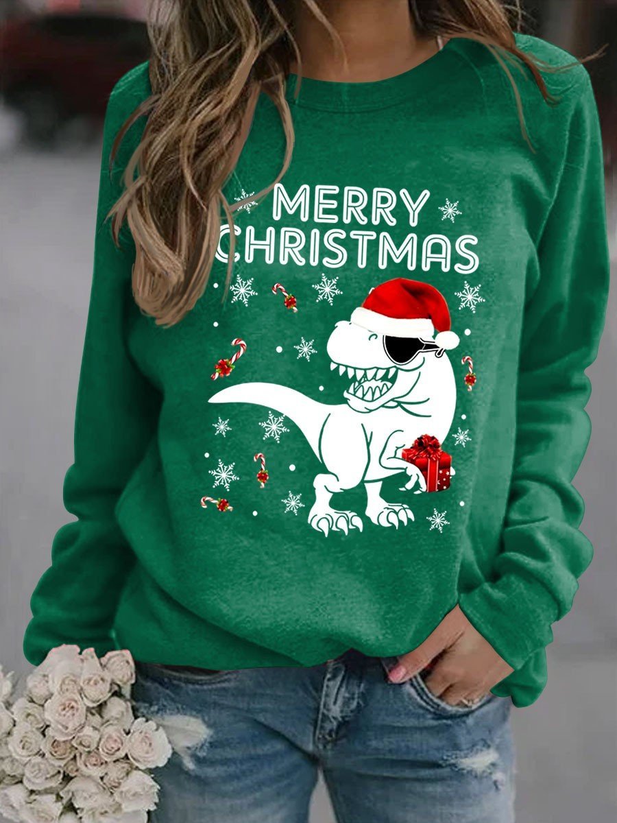 Women’S Santa Dinosaur Christmas Sweatshirt