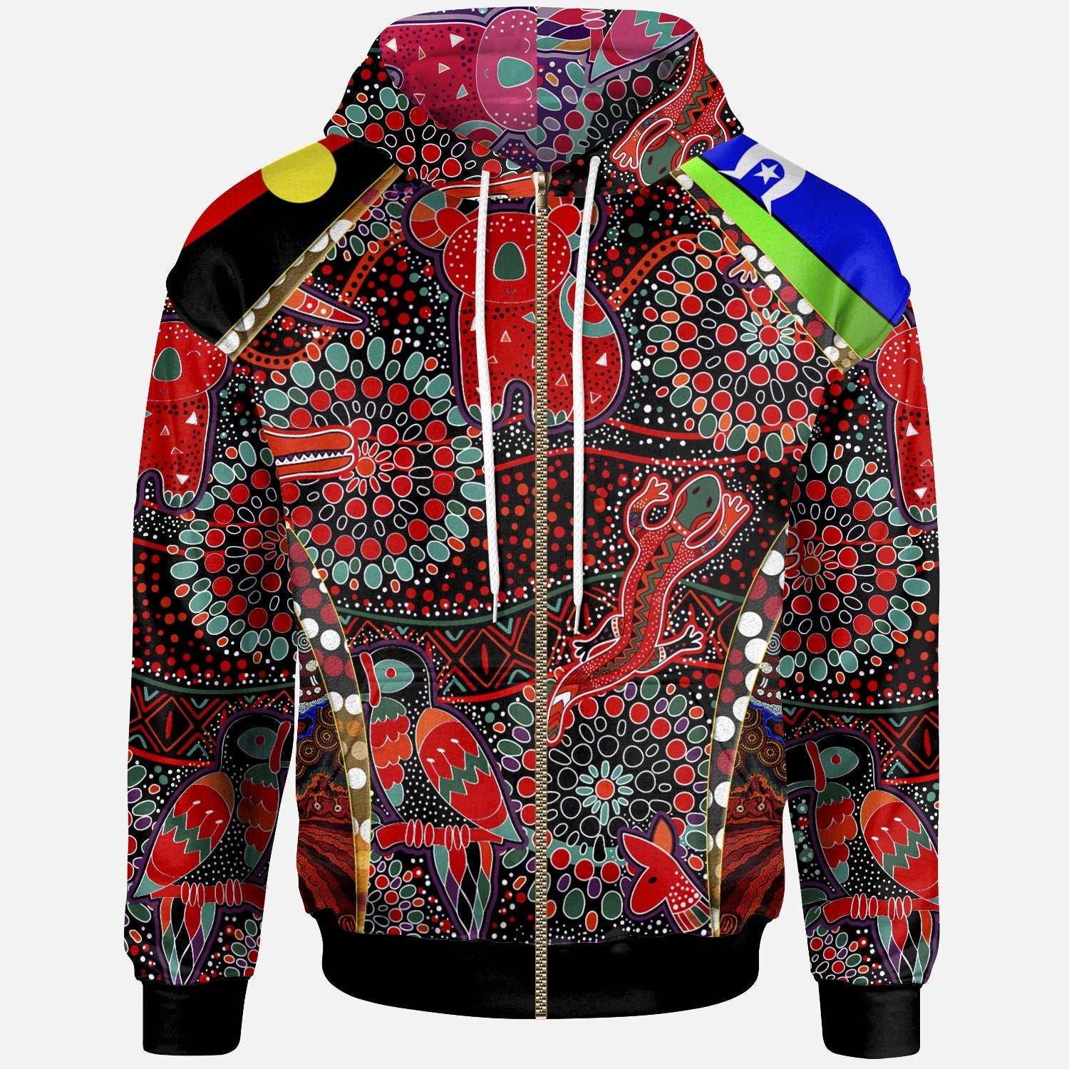 Aboriginal Zip Hoodie – Aboriginal Animal – Dot Pattern