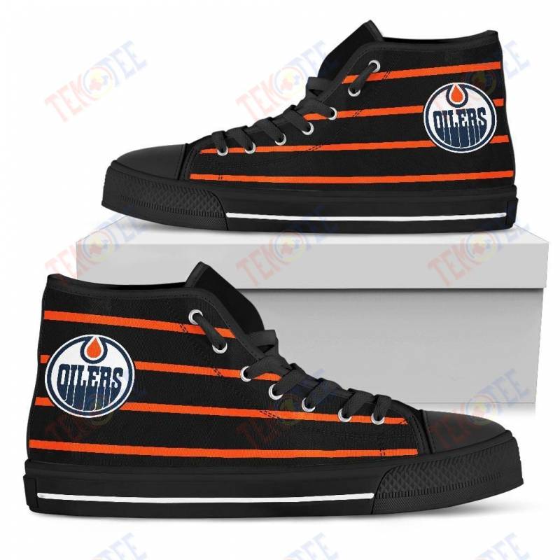 Mens Womens Edmonton Oilers High Top Shoes Edge Straight Perfect Circle Shoes TMT166