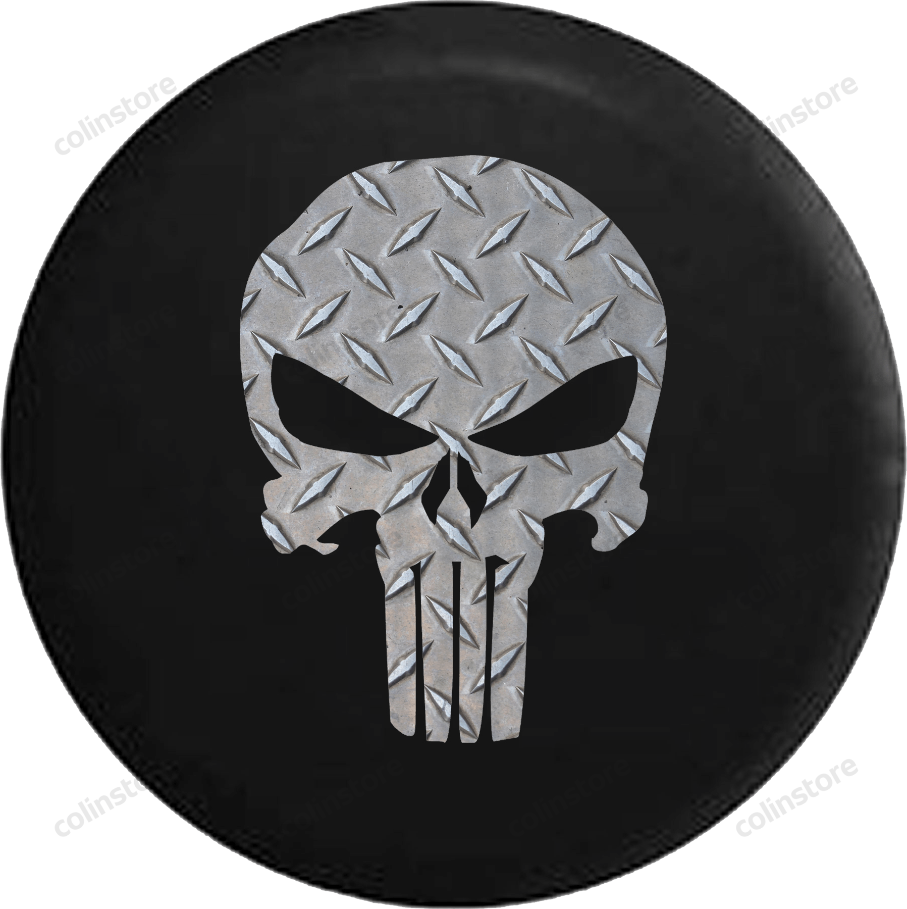 Steel Diamond Plate American Patriot Skull Jeep Camper Spare Tire Cover Custom Size – V566