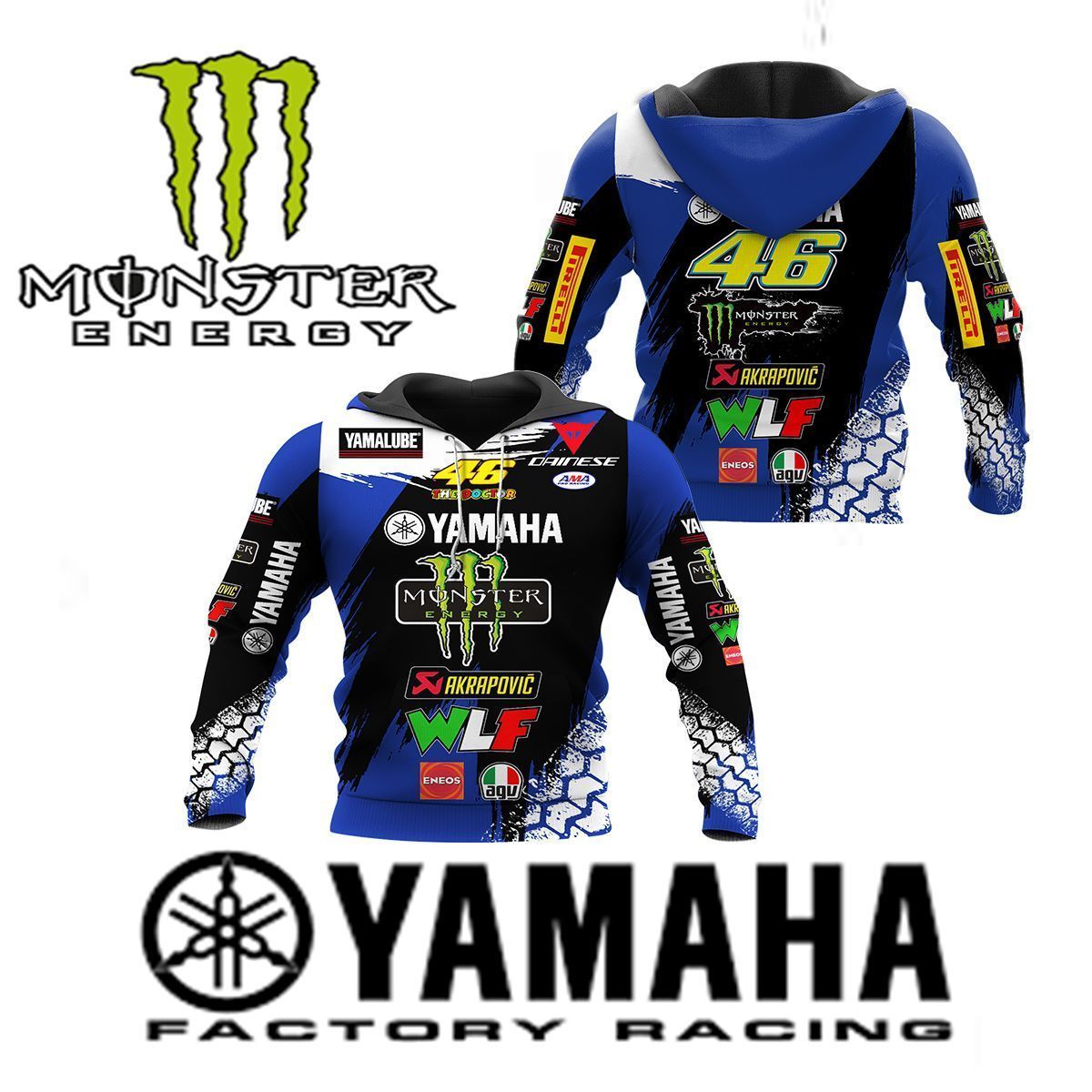 3D All Over Printed Yamaha Racing LPH Shirts Ver 2 (Blue)