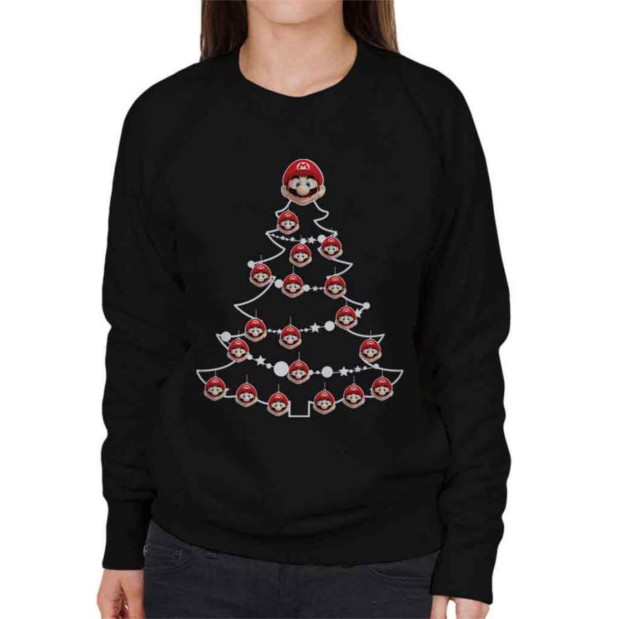 Super Mario Christmas Tree Baubles Women’s Sweatshirt