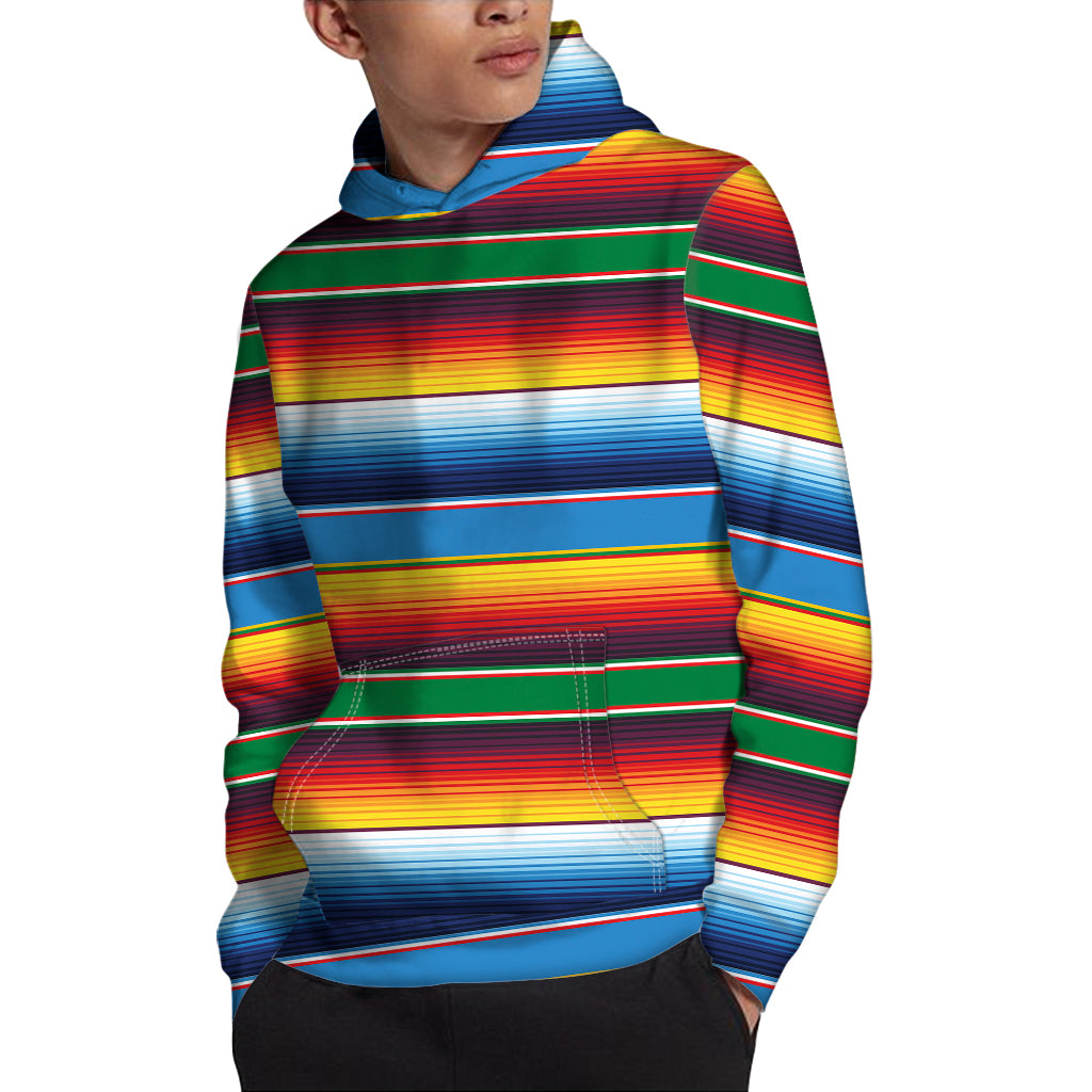 Tribal Mexican Blanket Stripe Print Pullover Hoodie