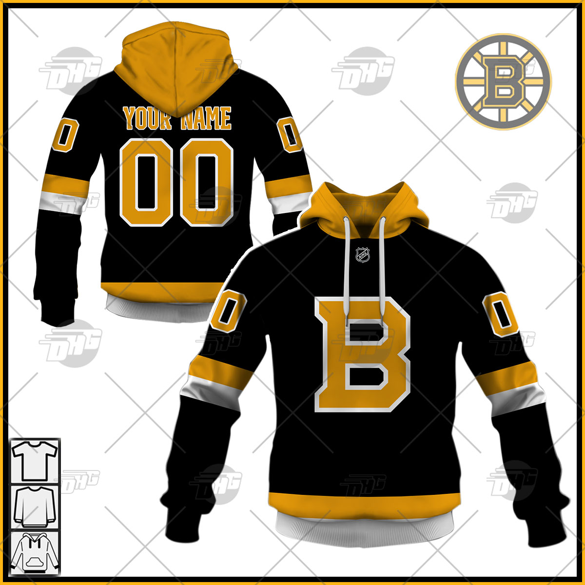 Personalized Mens Boston Bruins 2022 Black Alternate Primegreen Pro Jersey Personalize Hoodie