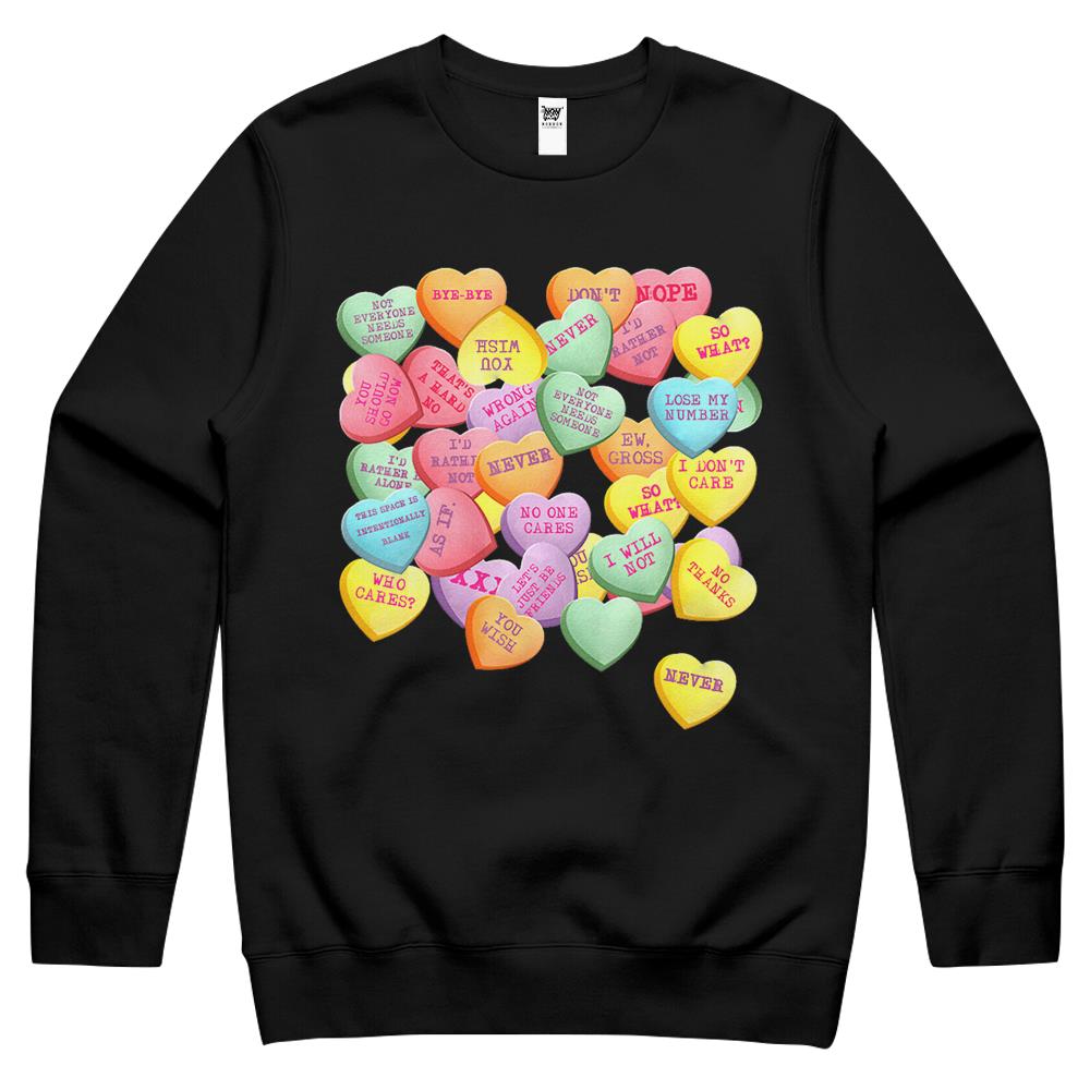 Vintage Candy Conversation Hearts For Anti Valentine’S Day Crewneck Sweatshirt