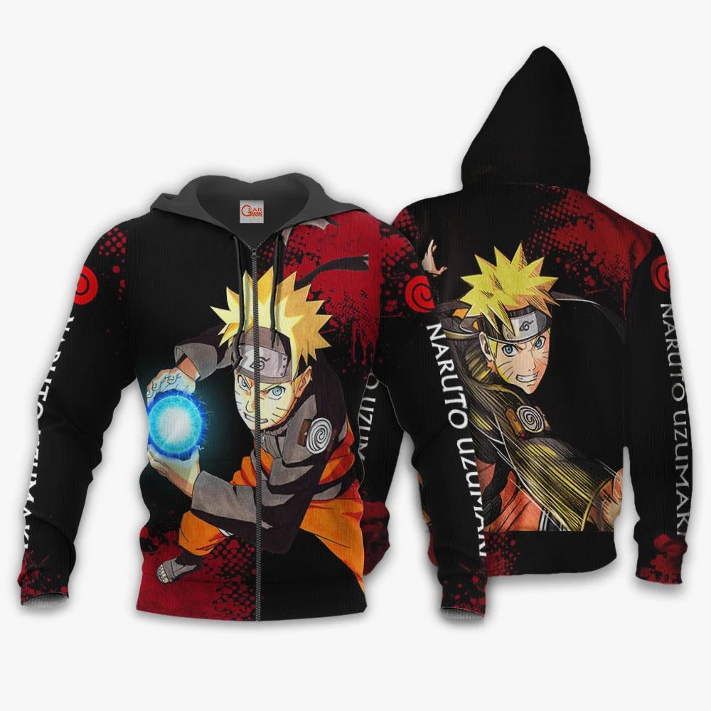 Uzumaki Naruto Hoodie Sweater Naruto Custom Anime Zip Jacket Unisex Men Women