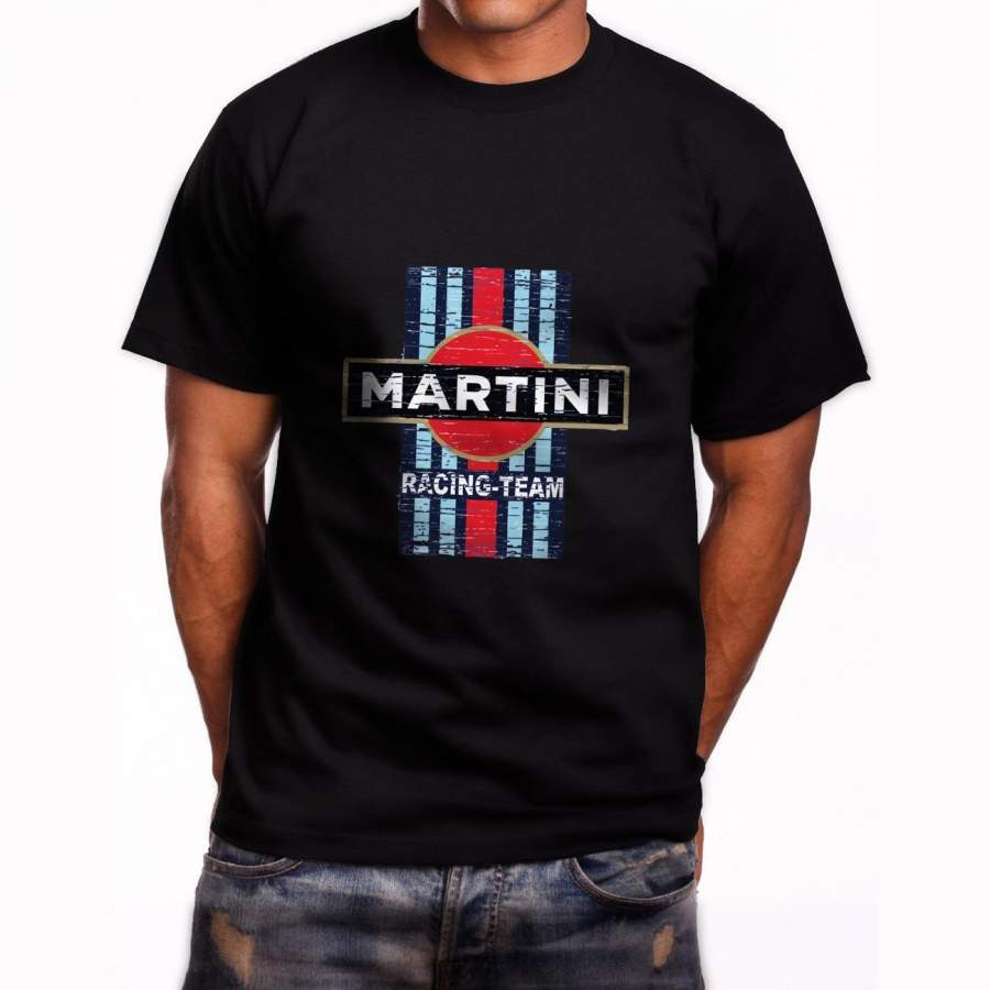 New Vintage Martini Racing Short Sleeve Men’S Black T-Shirt Size S To 4Xl